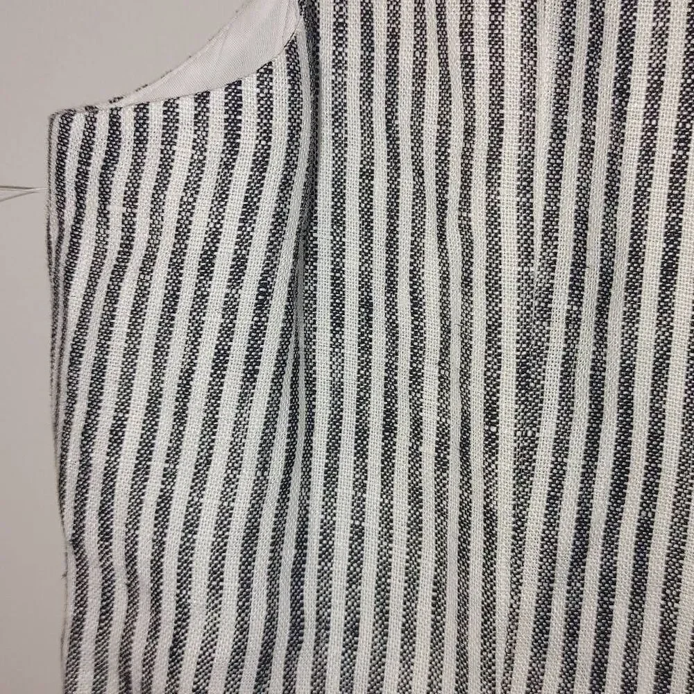 Reformation Women's Striped Sleeveless Leila Linen Romper Blue White Sz 10